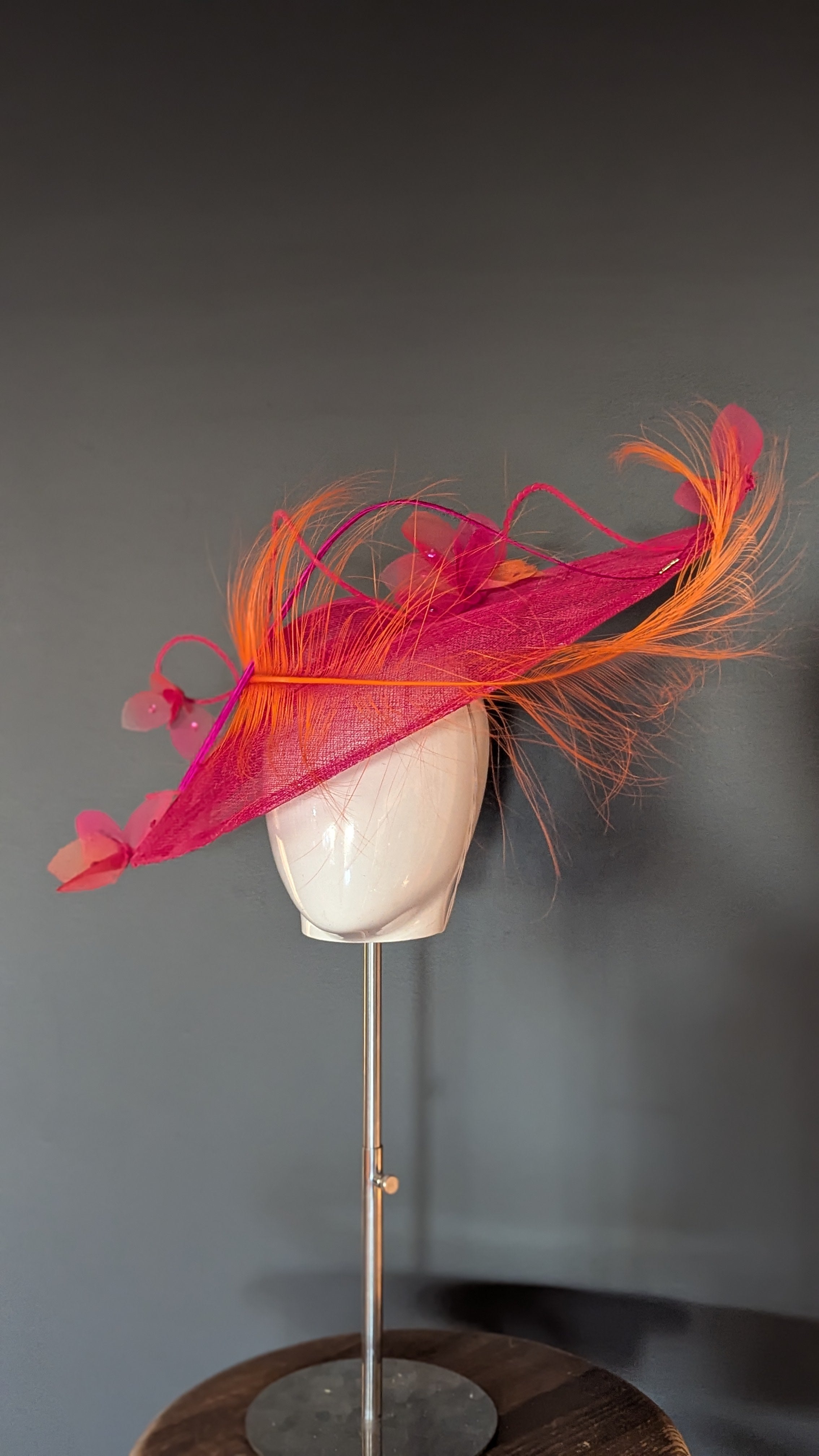 Hot Pink & Orange Sunset Assymetrical Brim