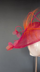 Hot Pink & Orange Sunset Assymetrical Brim