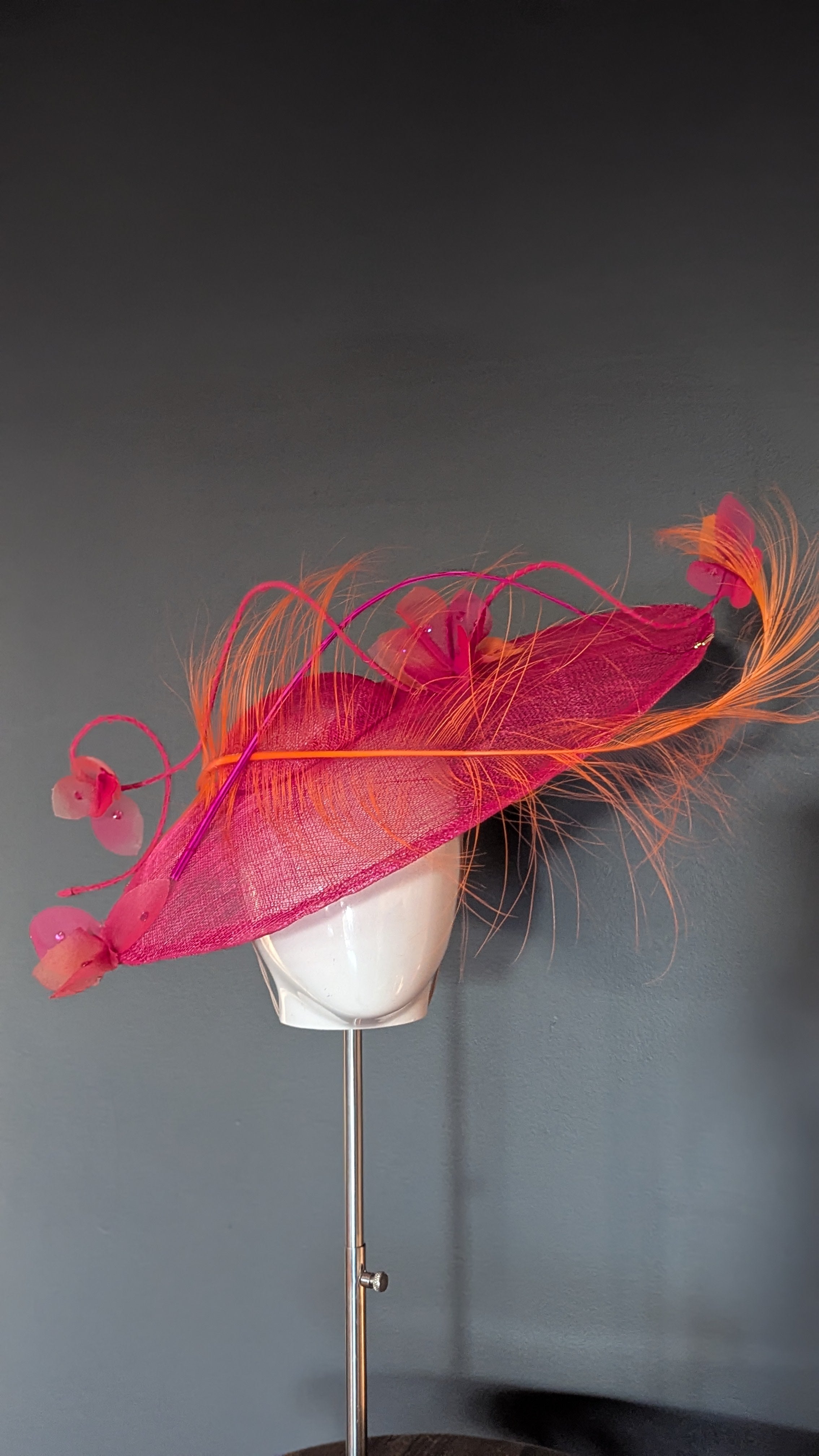 Hot Pink & Orange Sunset Assymetrical Brim