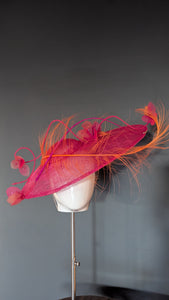 Hot Pink & Orange Sunset Assymetrical Brim
