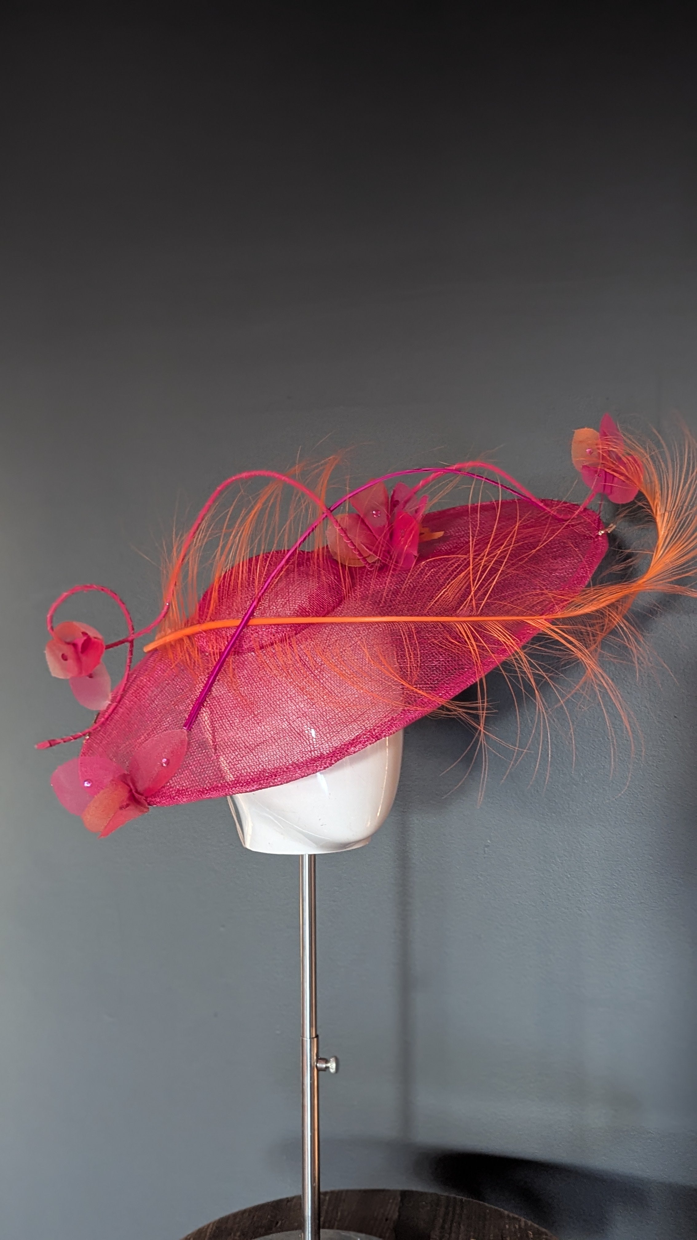 Hot Pink & Orange Sunset Assymetrical Brim