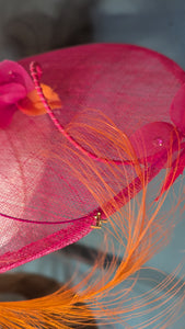 Hot Pink & Orange Sunset Assymetrical Brim
