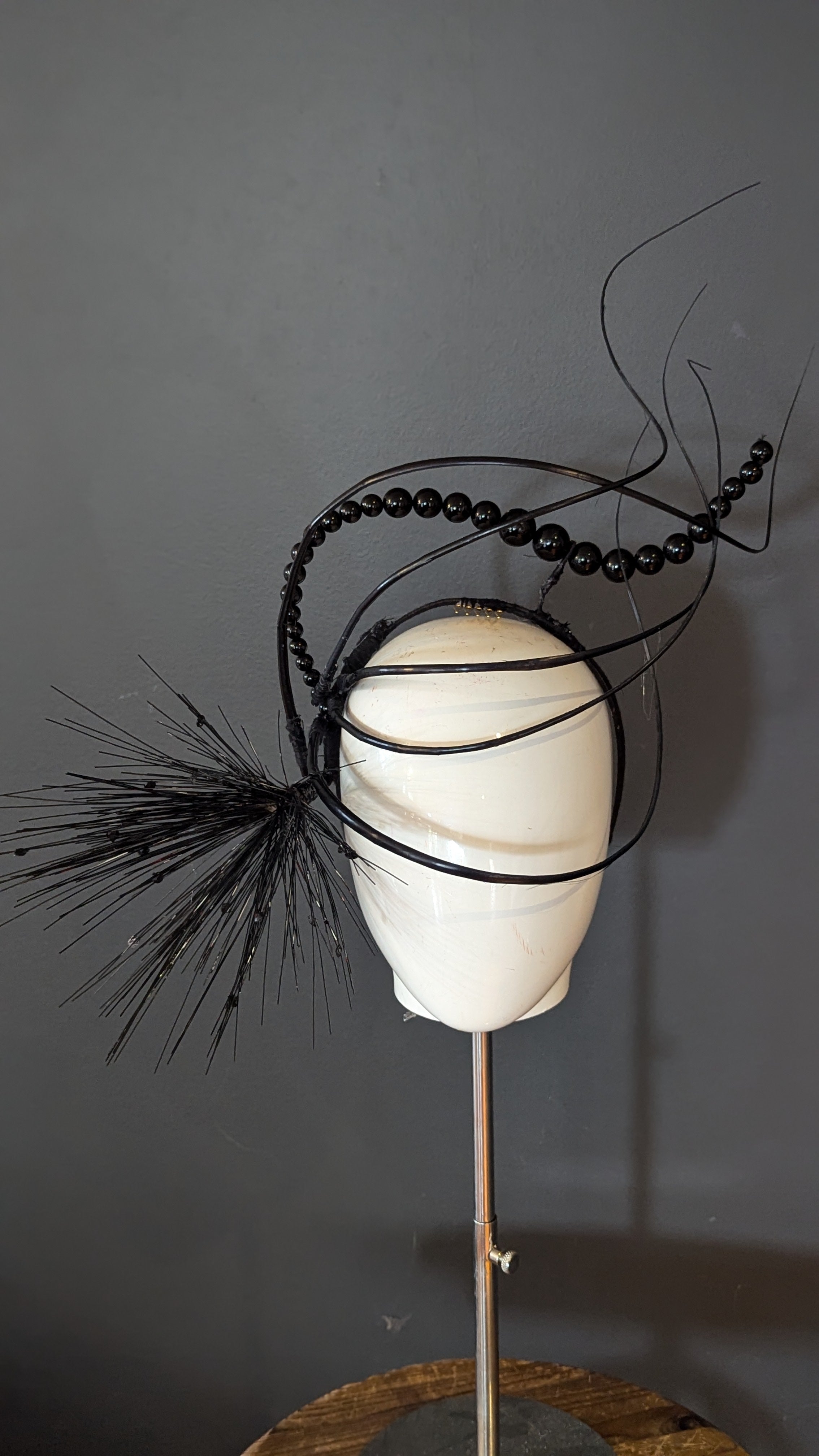 Black Beaded Spike Sculptural Statement