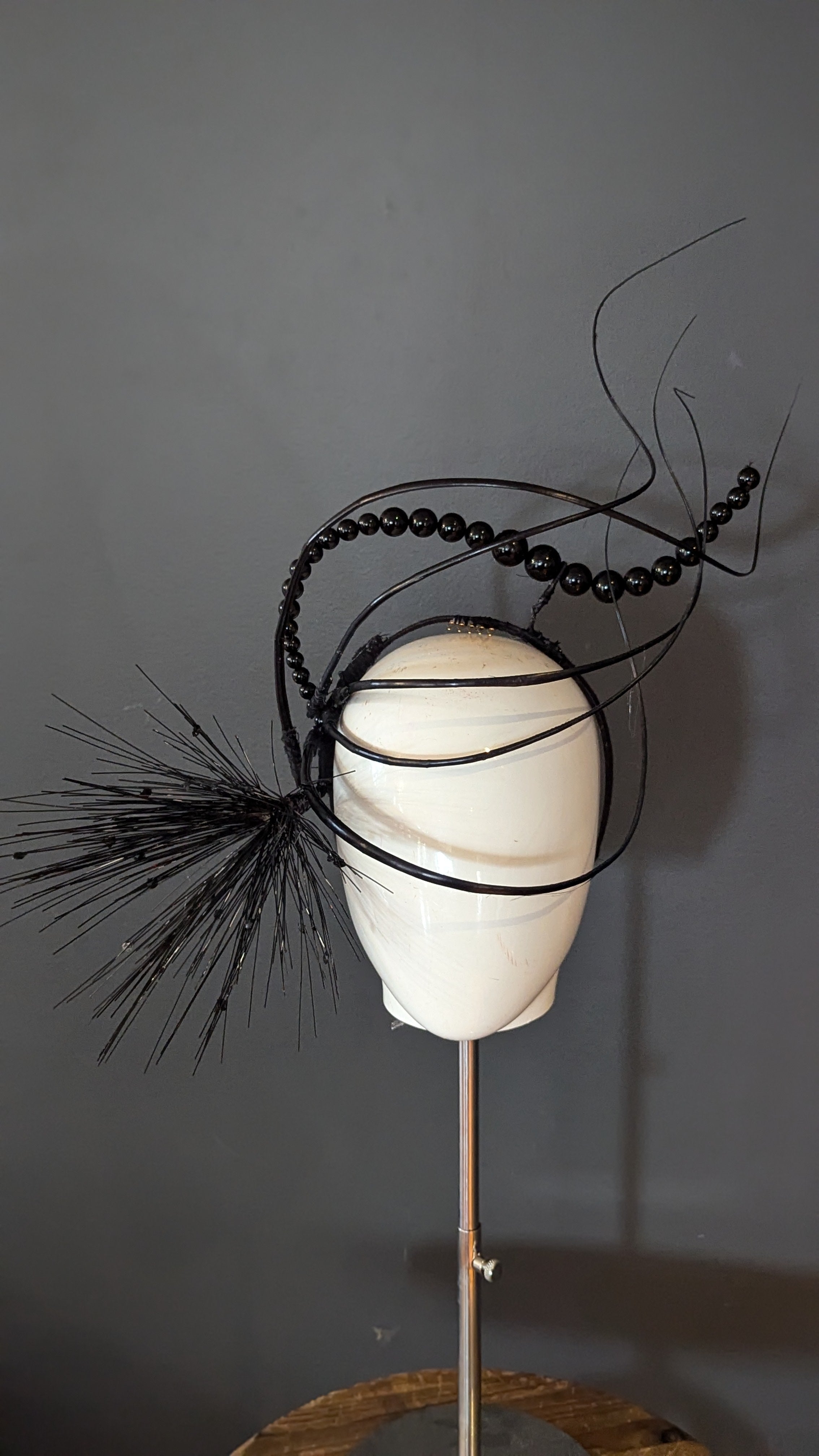 Black Beaded Spike Sculptural Statement