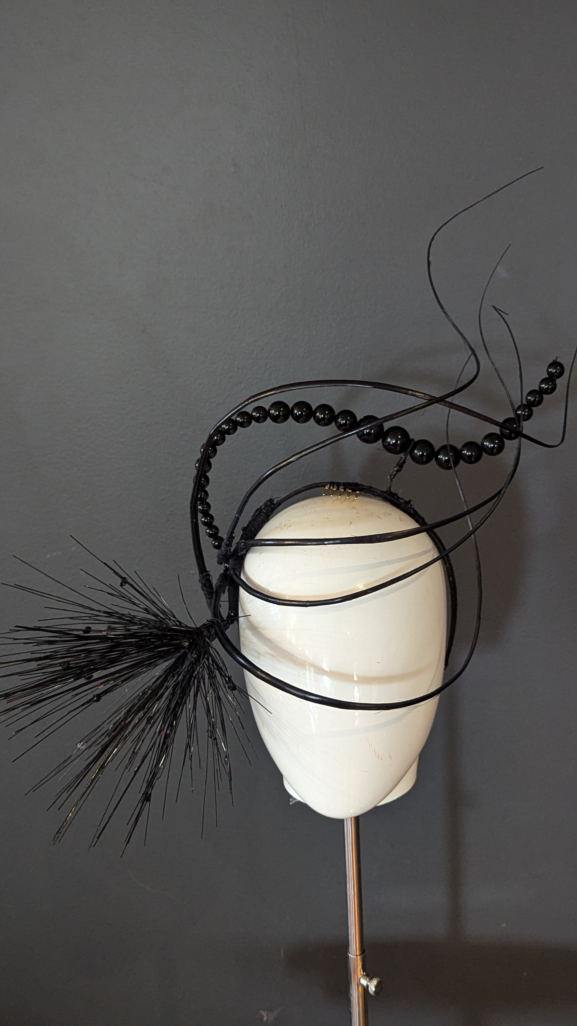 Black Beaded Spike Sculptural Statement