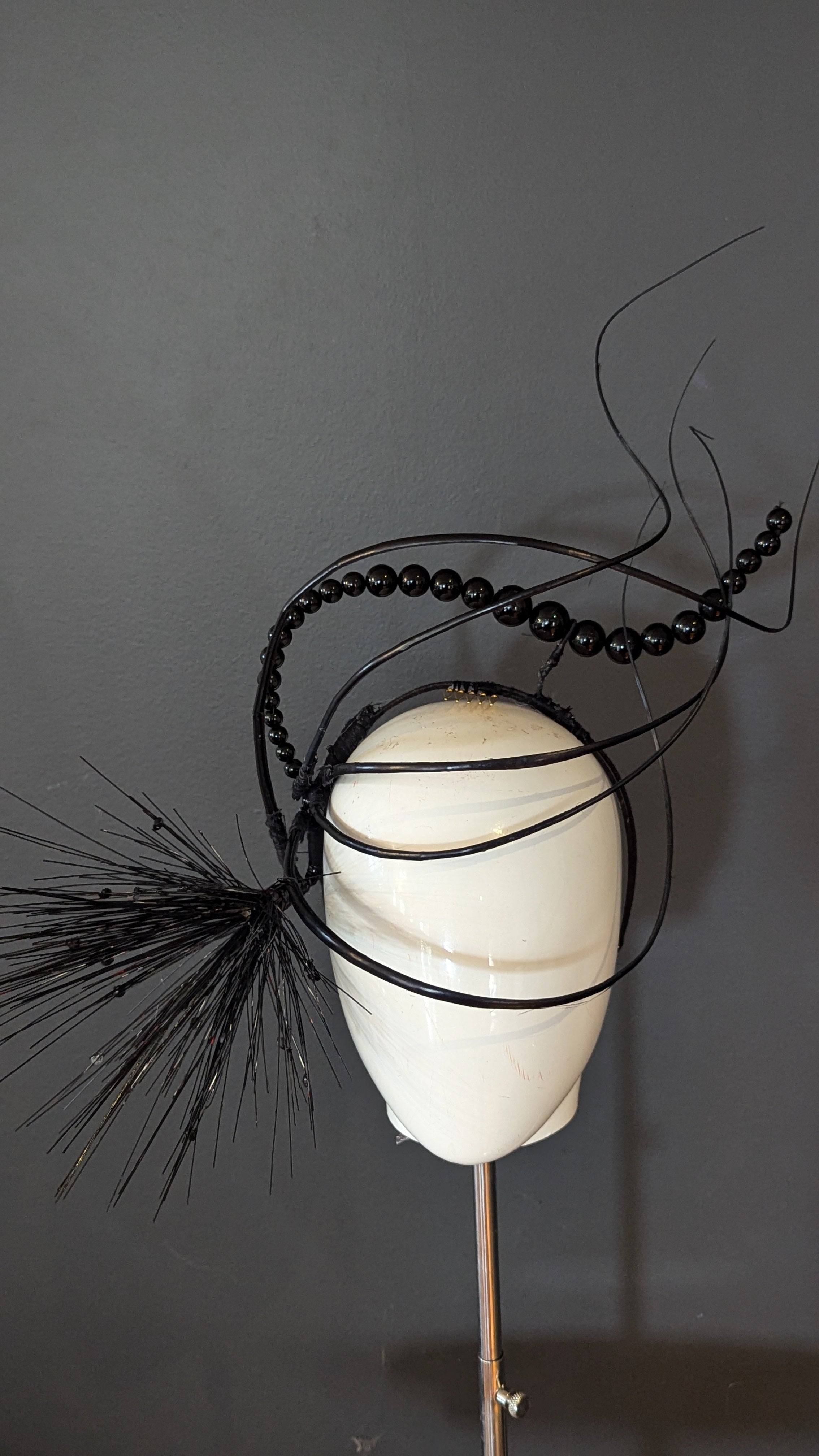 Black Beaded Spike Sculptural Statement