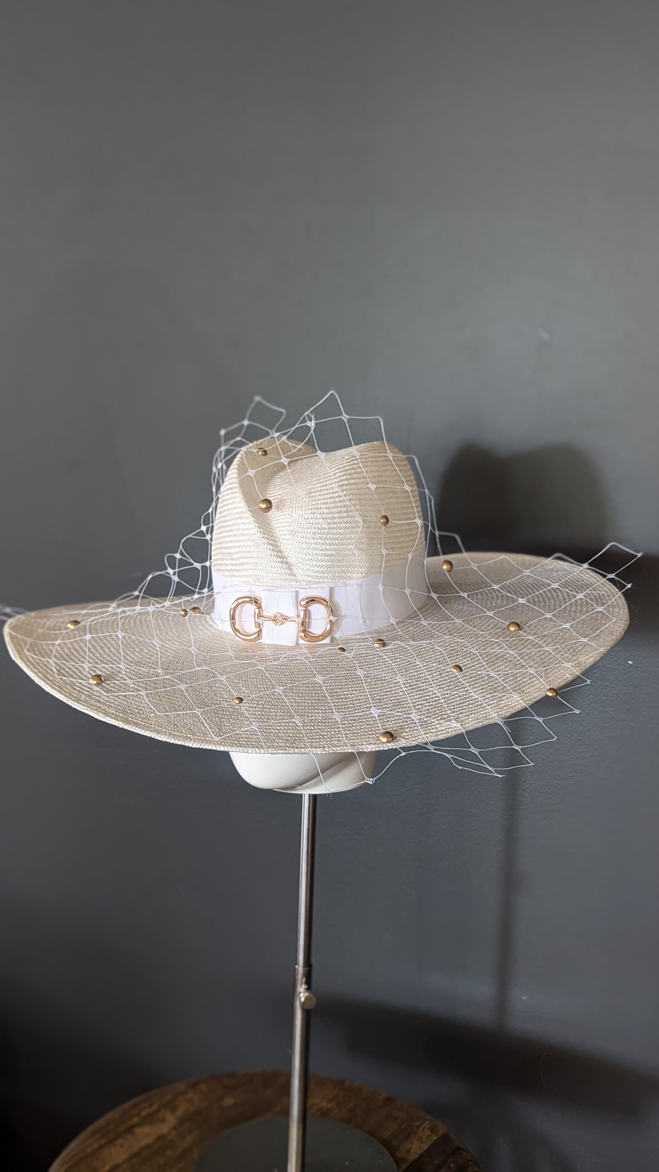 Snaffle-Esque Polo-Esque White Wide Brim