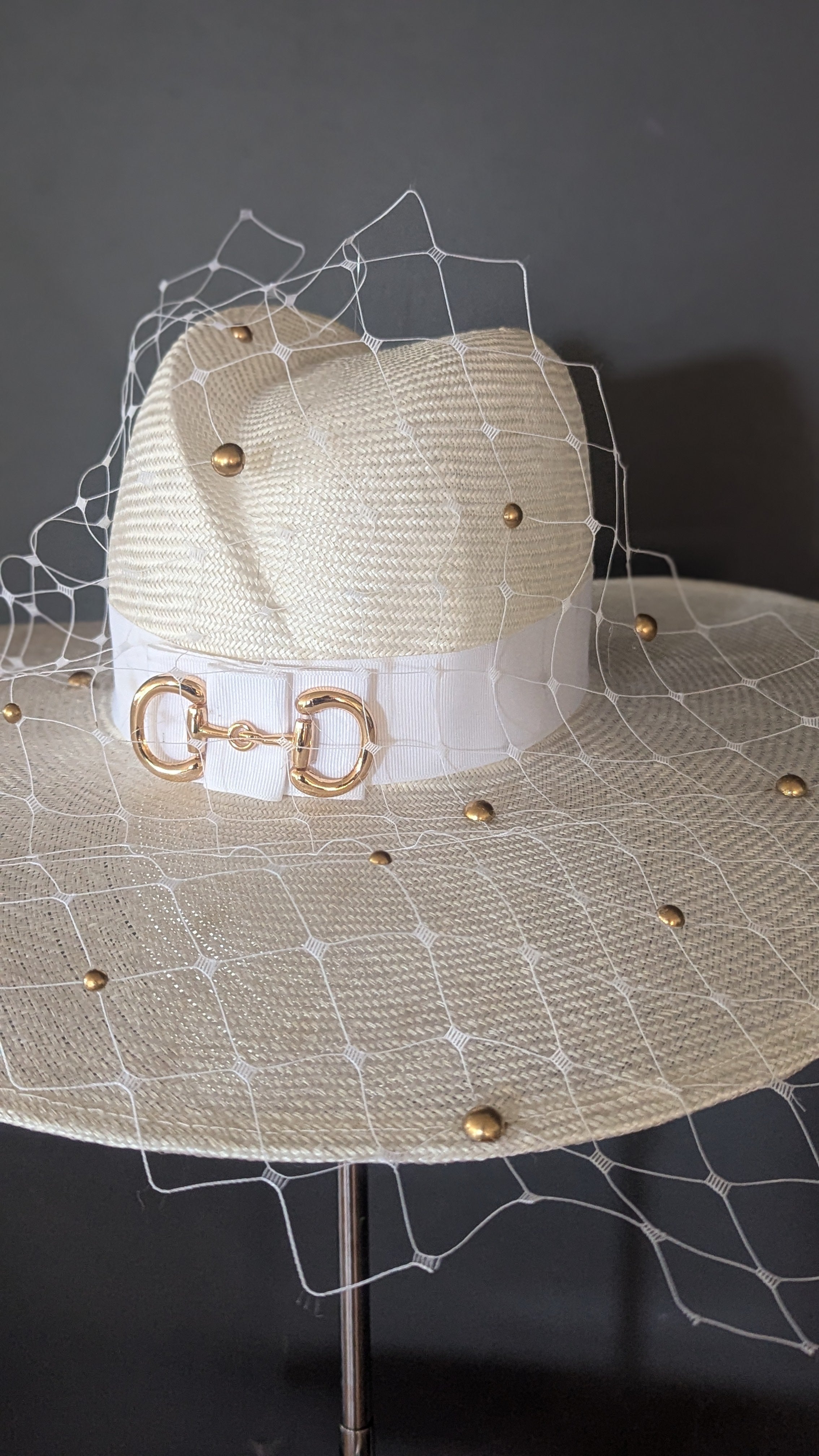 Snaffle-Esque Polo-Esque White Wide Brim