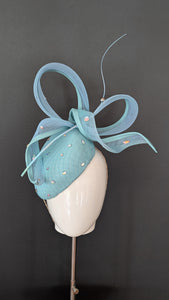 Baby Blue Sparkle Bow Beret