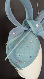 Baby Blue Sparkle Bow Beret