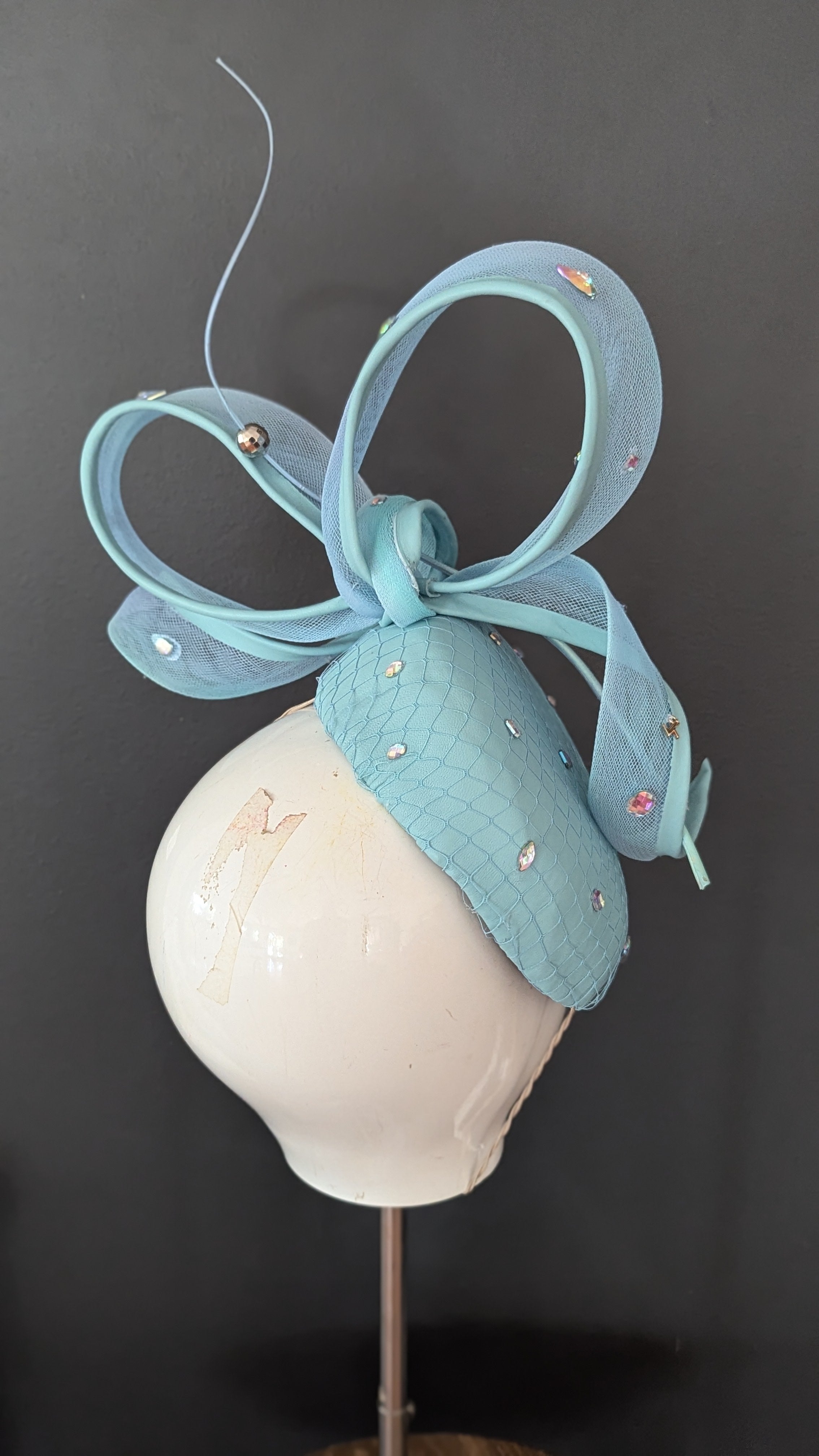 Baby Blue Sparkle Bow Beret