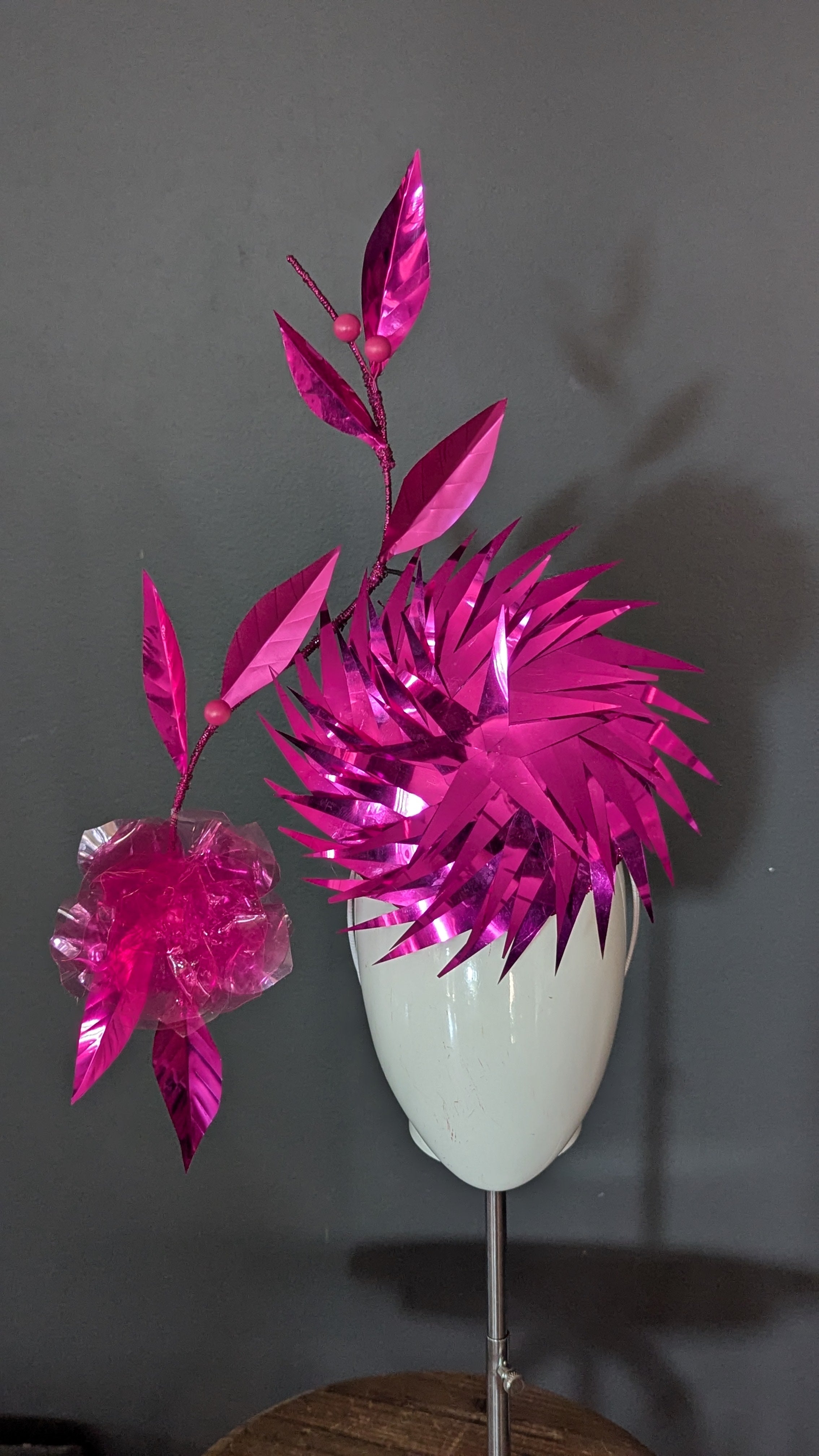 She's A Vision Hot Pink Metallic & Stained Glass Percher