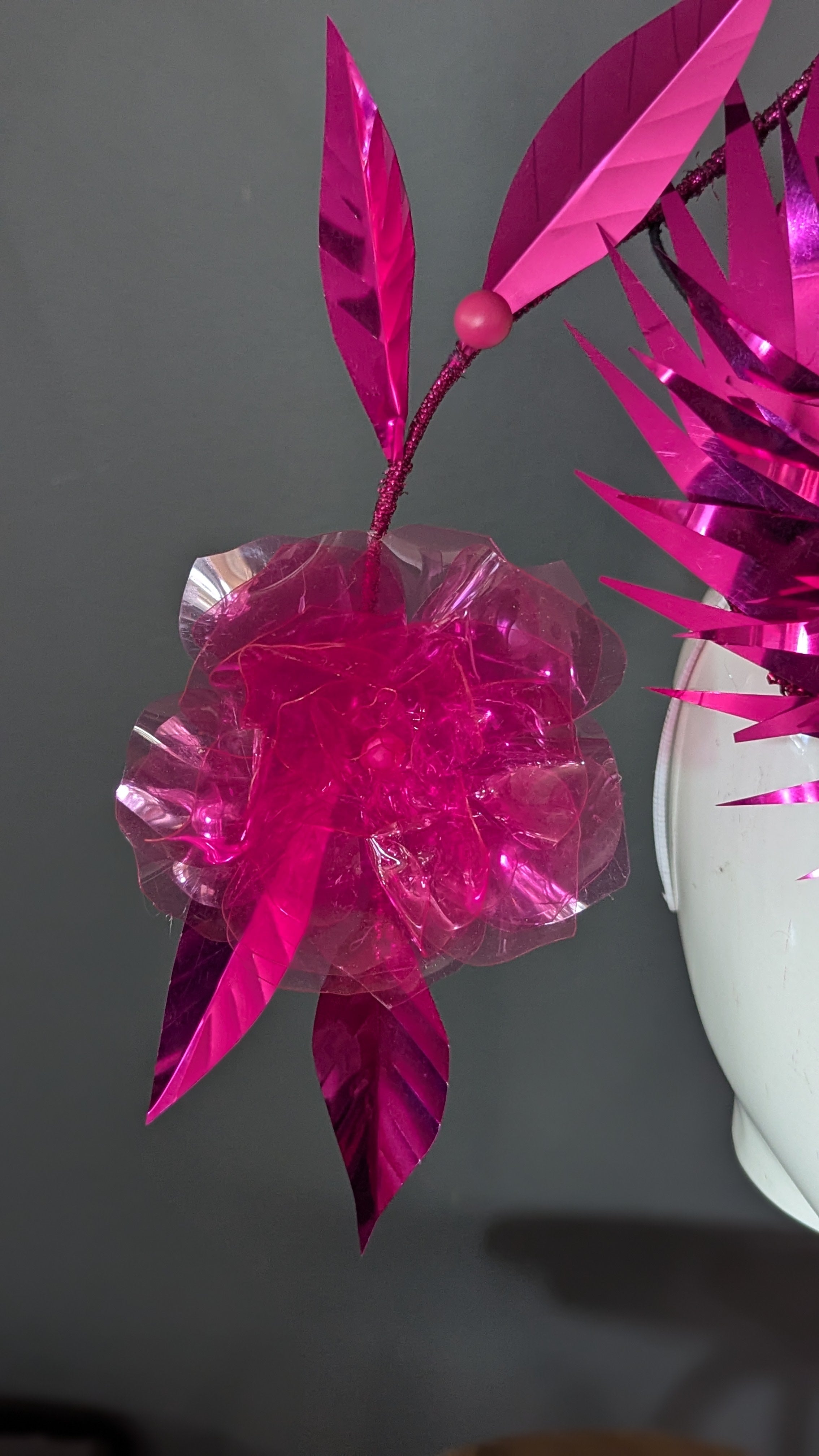She's A Vision Hot Pink Metallic & Stained Glass Percher