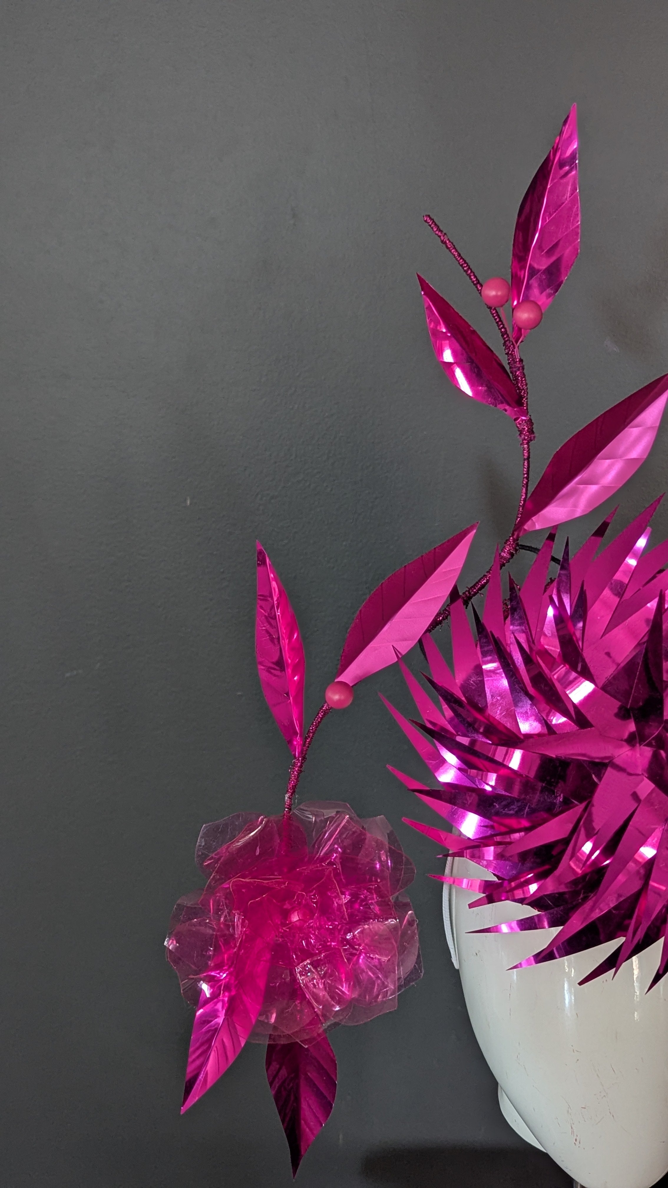 She's A Vision Hot Pink Metallic & Stained Glass Percher