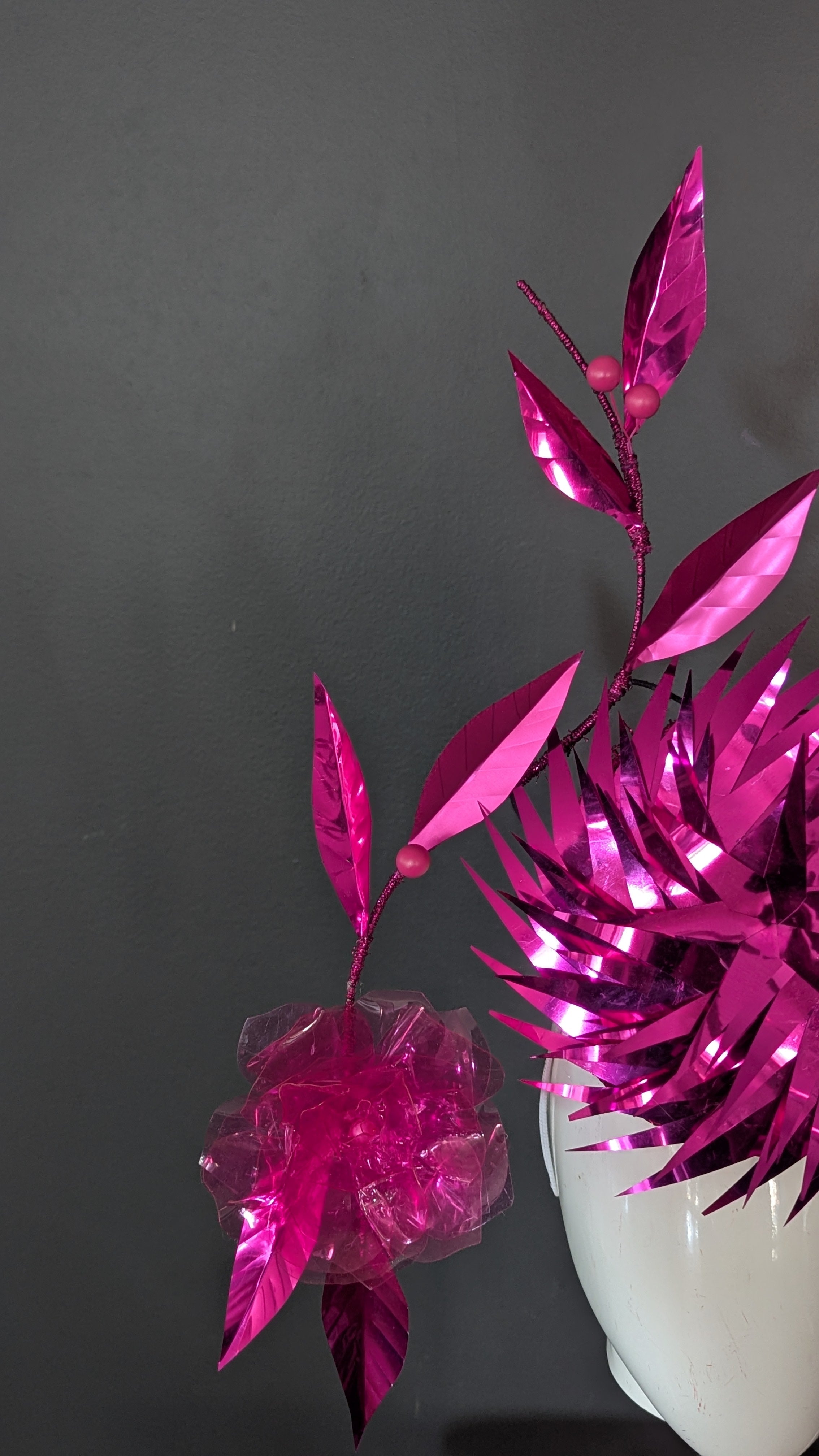 She's A Vision Hot Pink Metallic & Stained Glass Percher