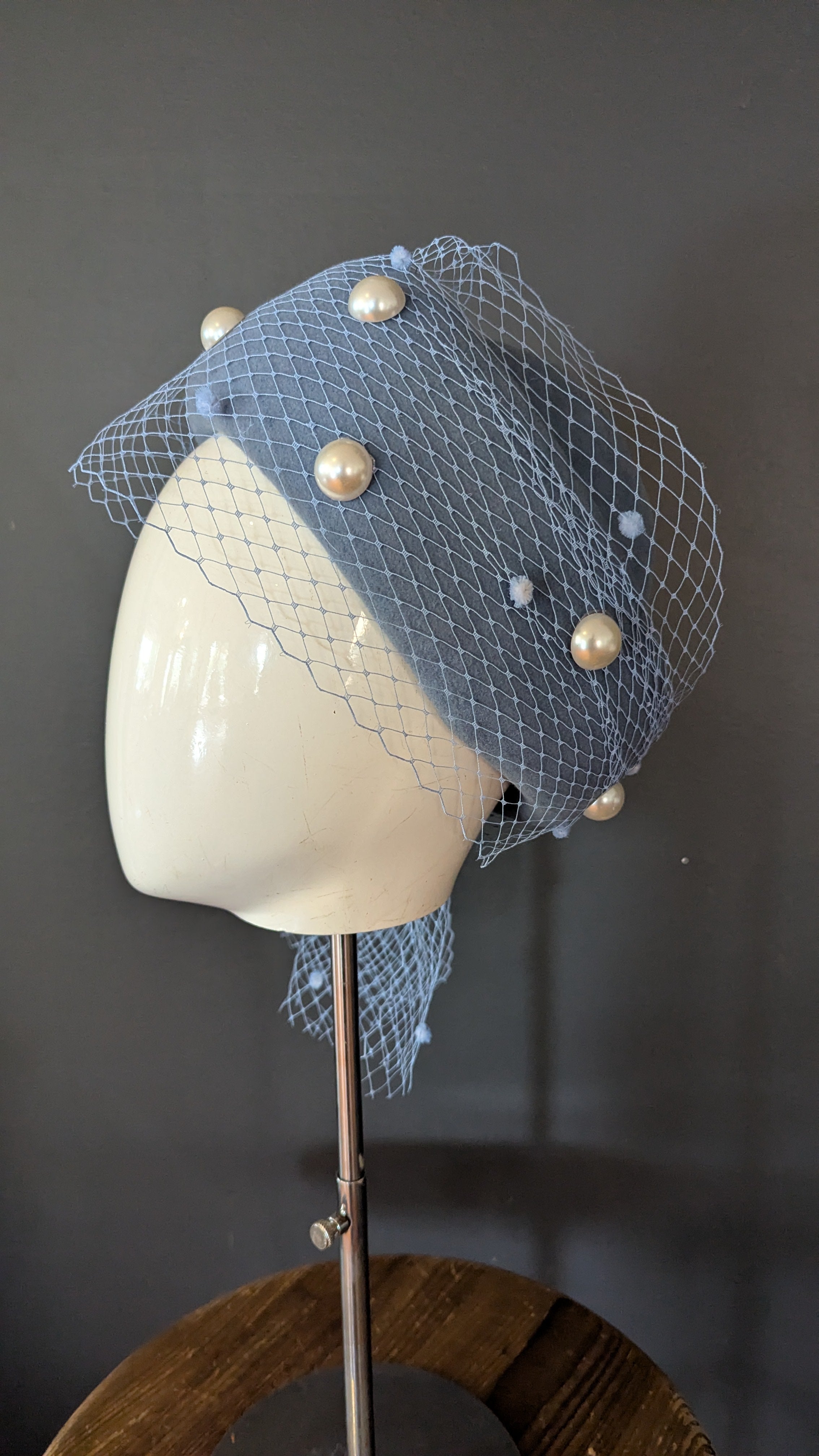 Baby Blue Pearl Vintage Pillbox