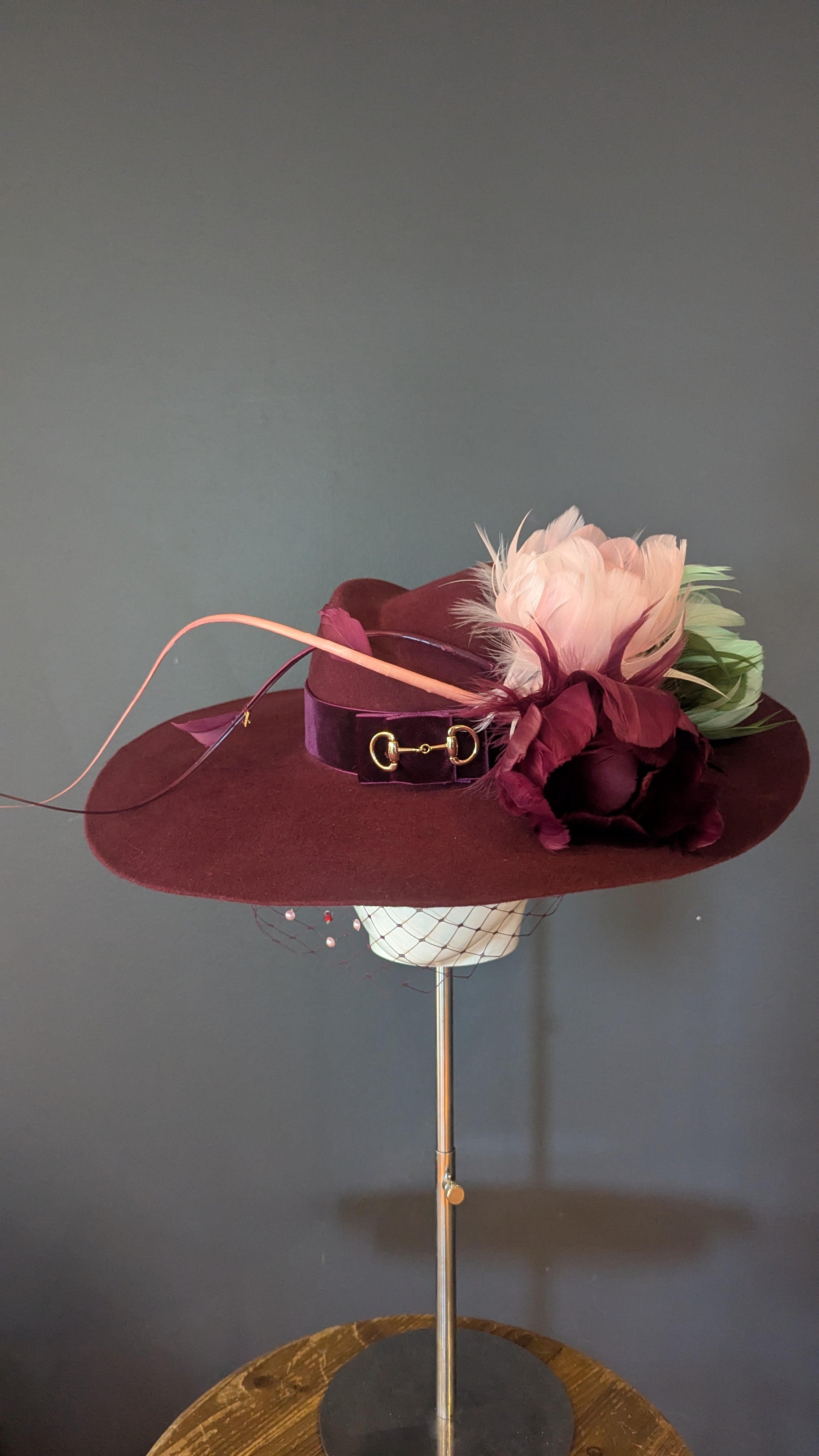 Wildflowers & Wild horses Snaffle-Esque Burgundy Wide Brim