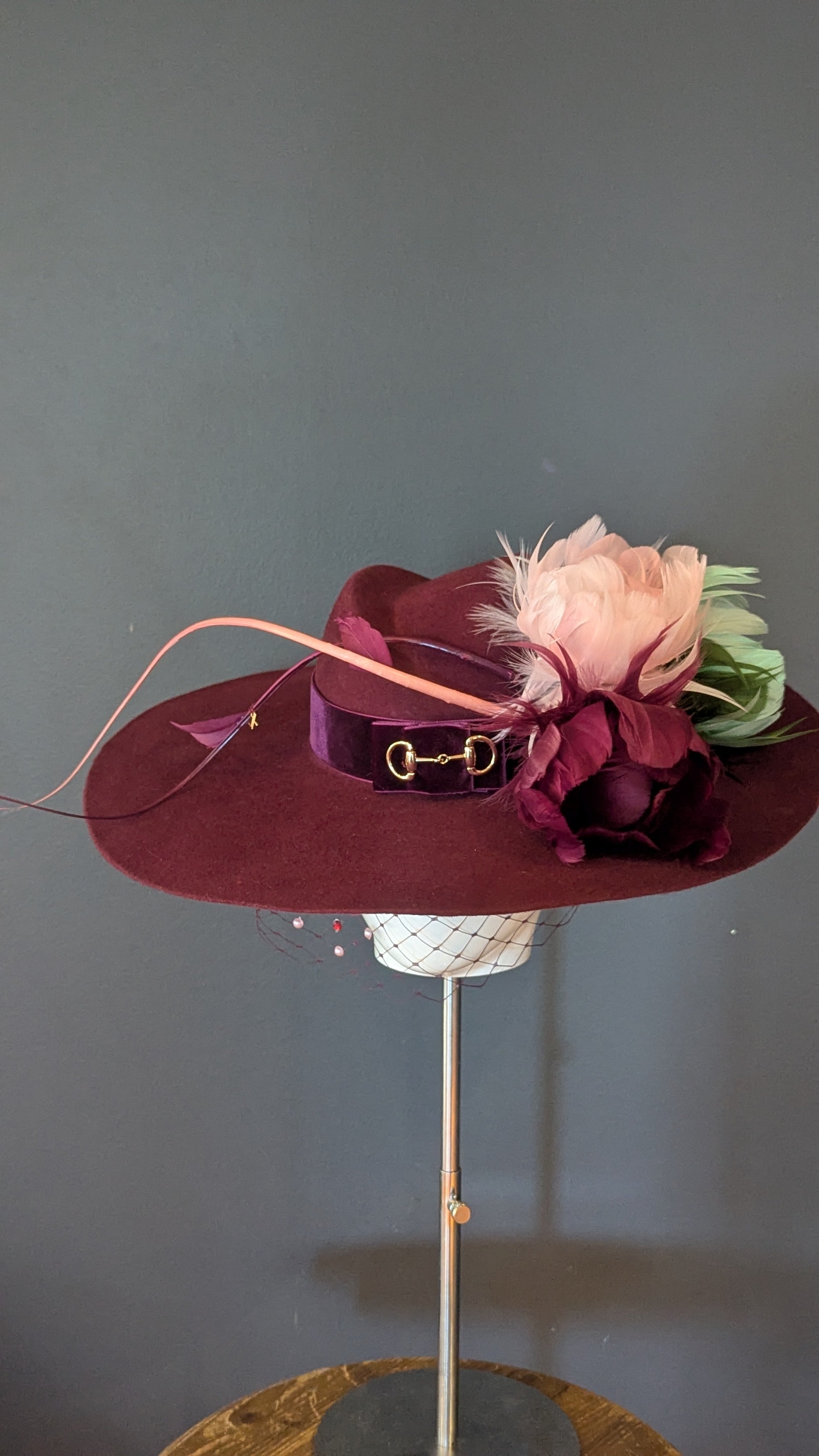 Wildflowers & Wild horses Snaffle-Esque Burgundy Wide Brim