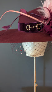 Wildflowers & Wild horses Snaffle-Esque Burgundy Wide Brim