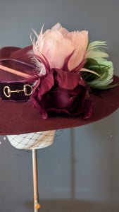 Wildflowers & Wild horses Snaffle-Esque Burgundy Wide Brim