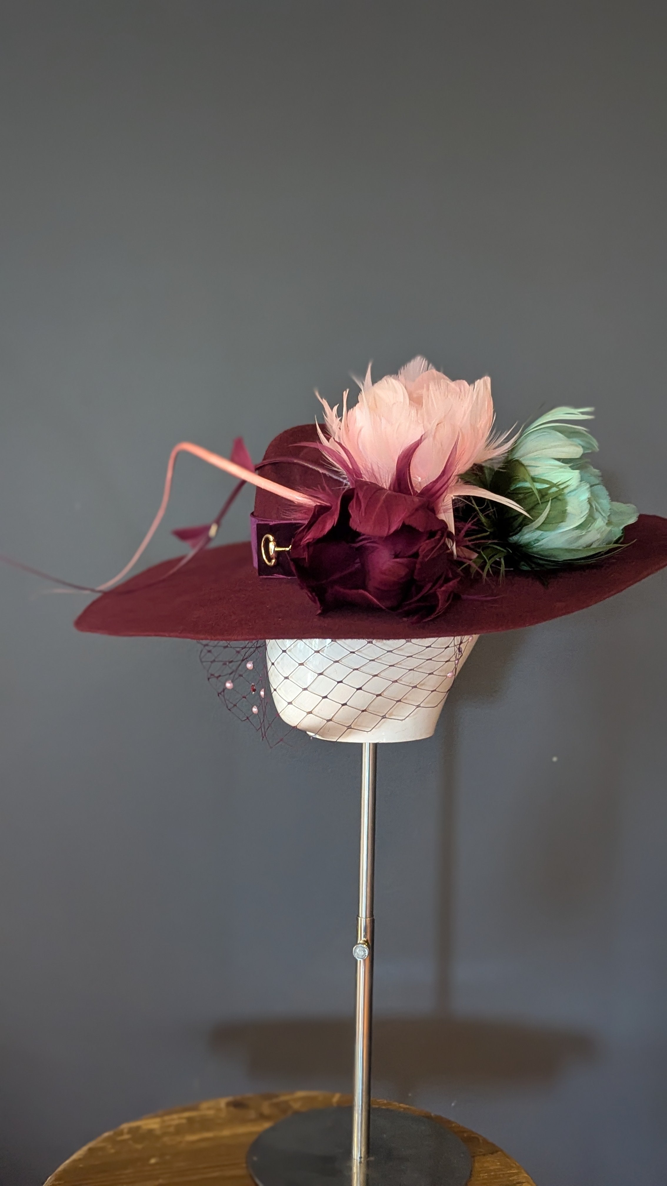 Wildflowers & Wild horses Snaffle-Esque Burgundy Wide Brim
