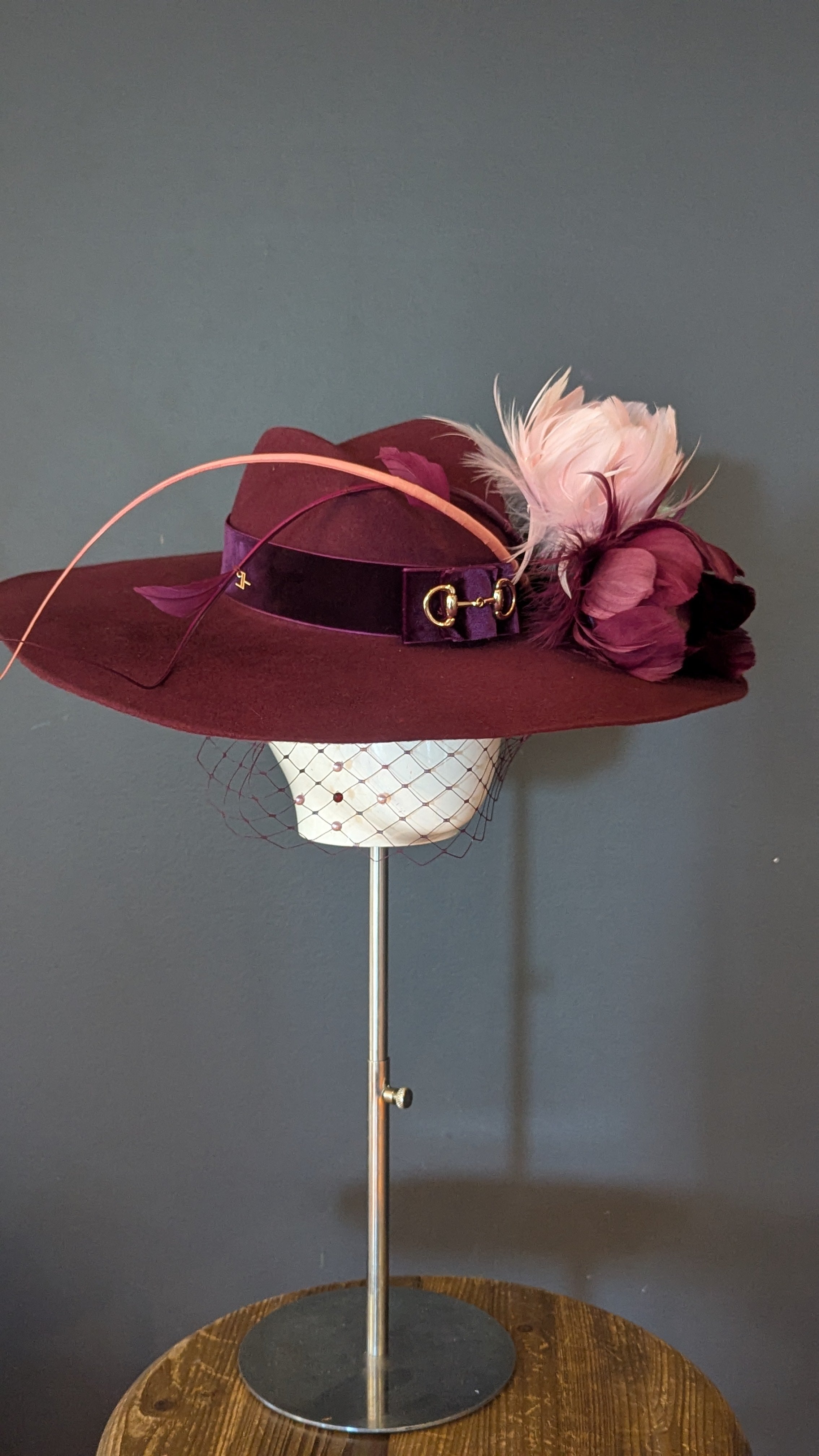 Wildflowers & Wild horses Snaffle-Esque Burgundy Wide Brim