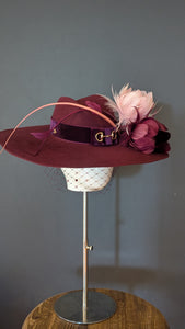 Wildflowers & Wild horses Snaffle-Esque Burgundy Wide Brim