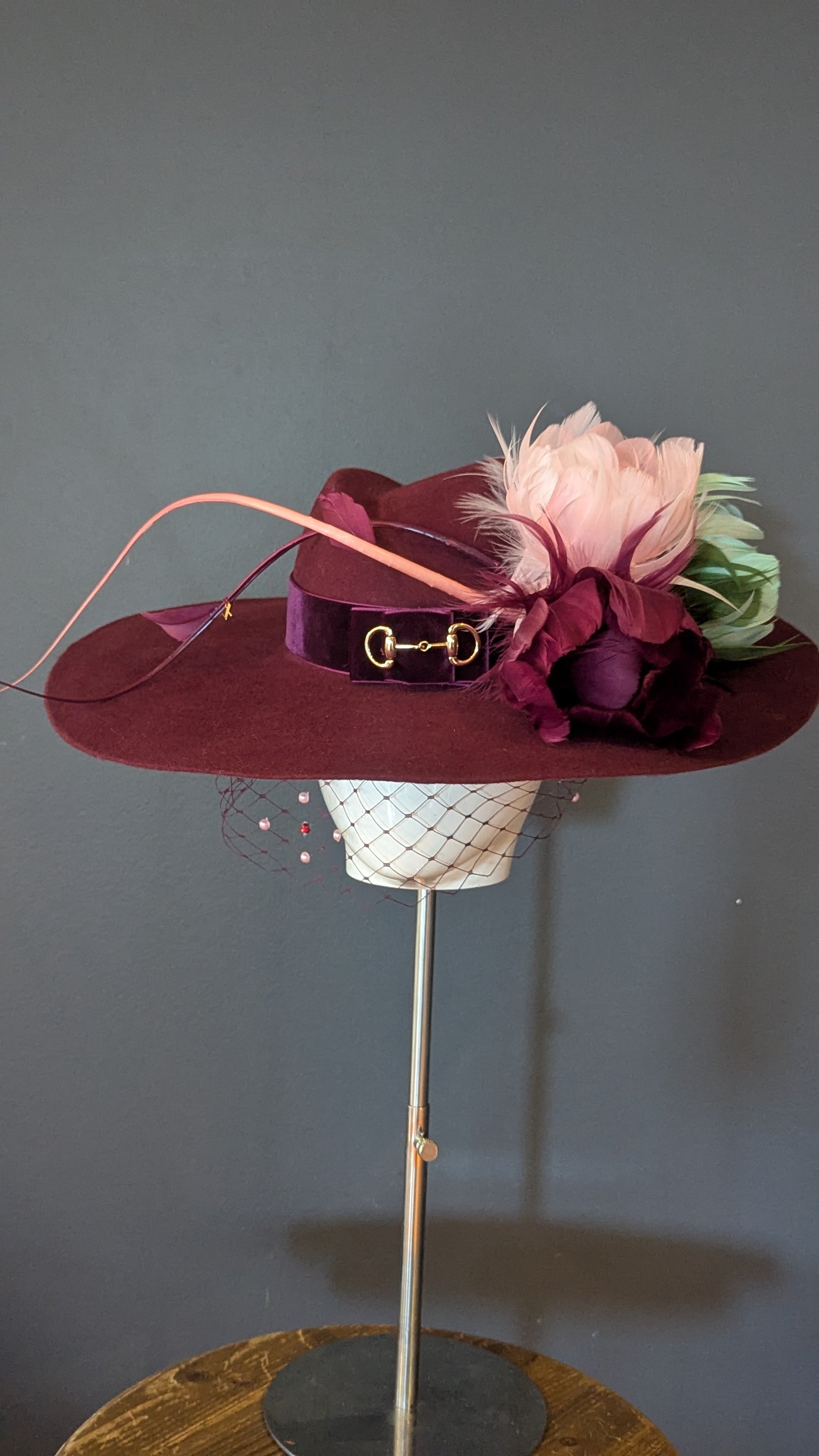 Wildflowers & Wild horses Snaffle-Esque Burgundy Wide Brim