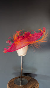 Hot Pink & Orange Sunset Assymetrical Brim