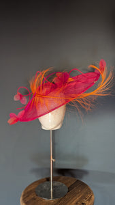 Hot Pink & Orange Sunset Assymetrical Brim