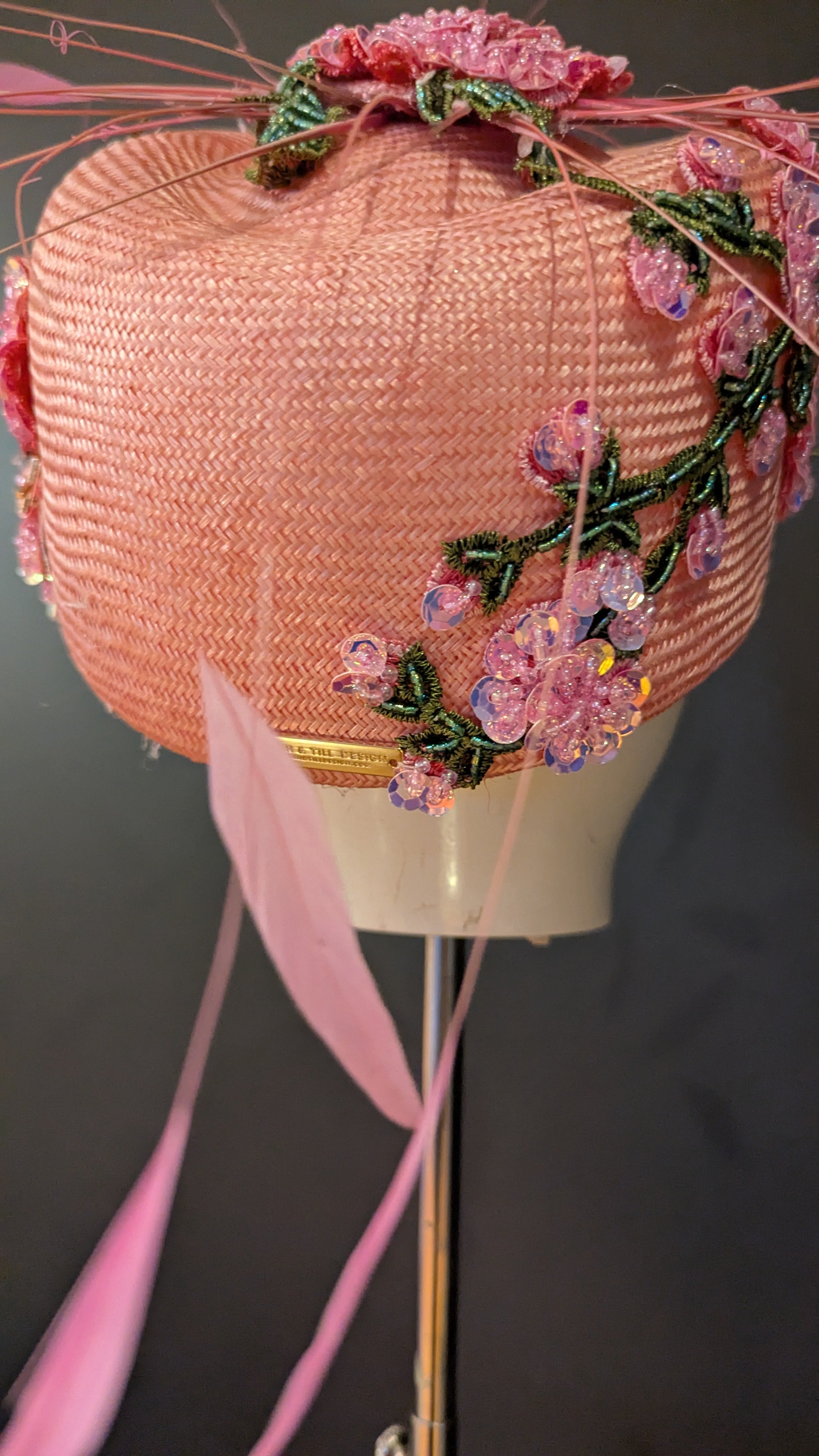 Floralesque Iridescent Applique Vintage Pillbox Blush Pink