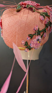Floralesque Iridescent Applique Vintage Pillbox Blush Pink