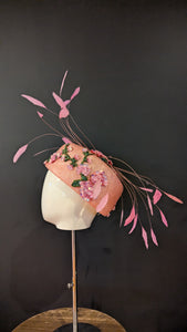 Floralesque Iridescent Applique Vintage Pillbox Blush Pink