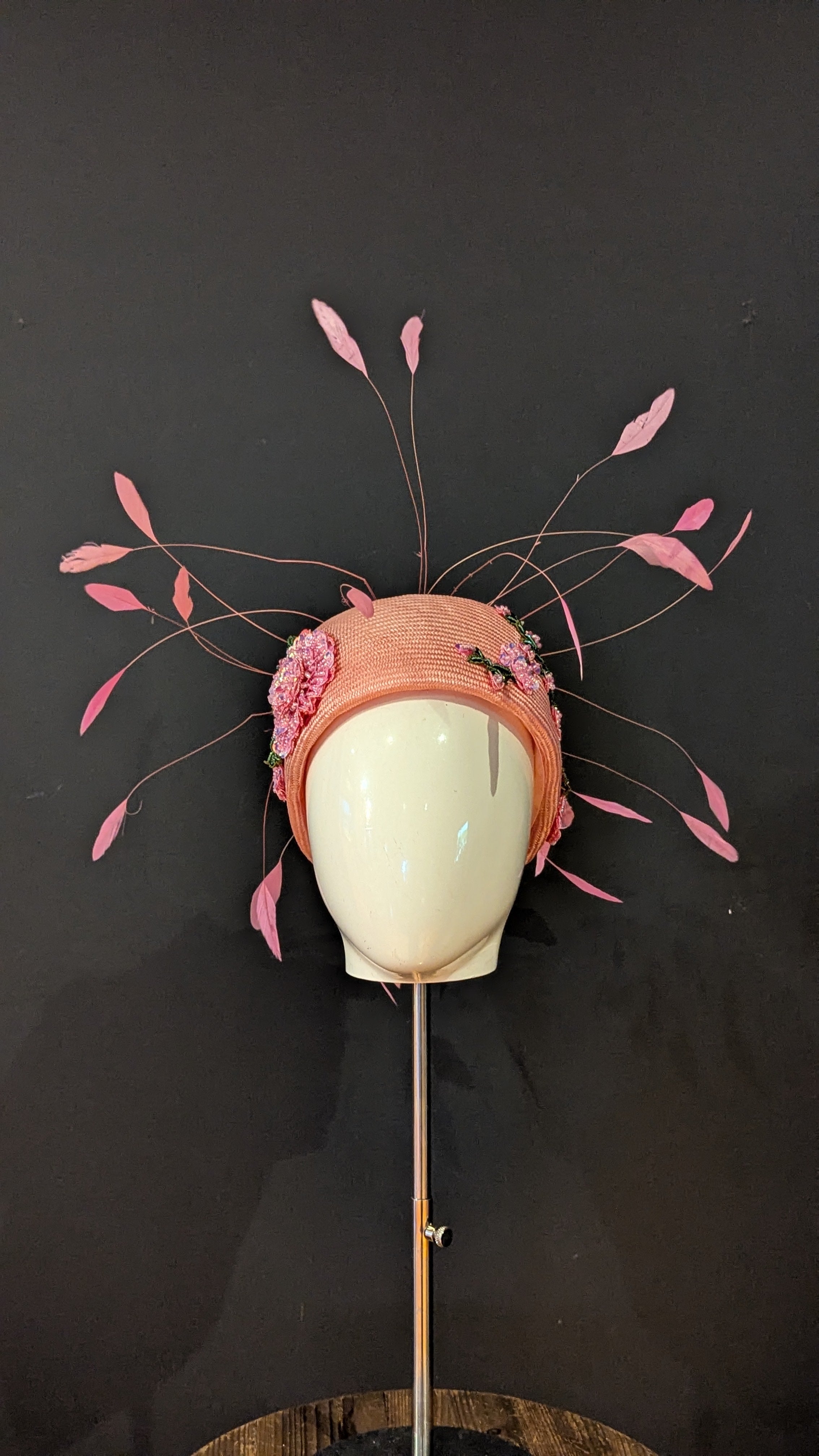 Floralesque Iridescent Applique Vintage Pillbox Blush Pink