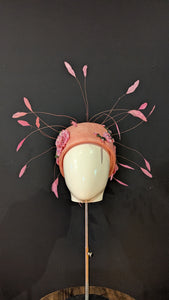 Floralesque Iridescent Applique Vintage Pillbox Blush Pink