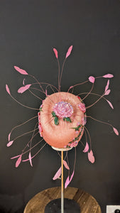 Floralesque Iridescent Applique Vintage Pillbox Blush Pink
