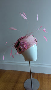 Floralesque Iridescent Applique Vintage Pillbox Blush Pink