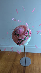 Floralesque Iridescent Applique Vintage Pillbox Blush Pink