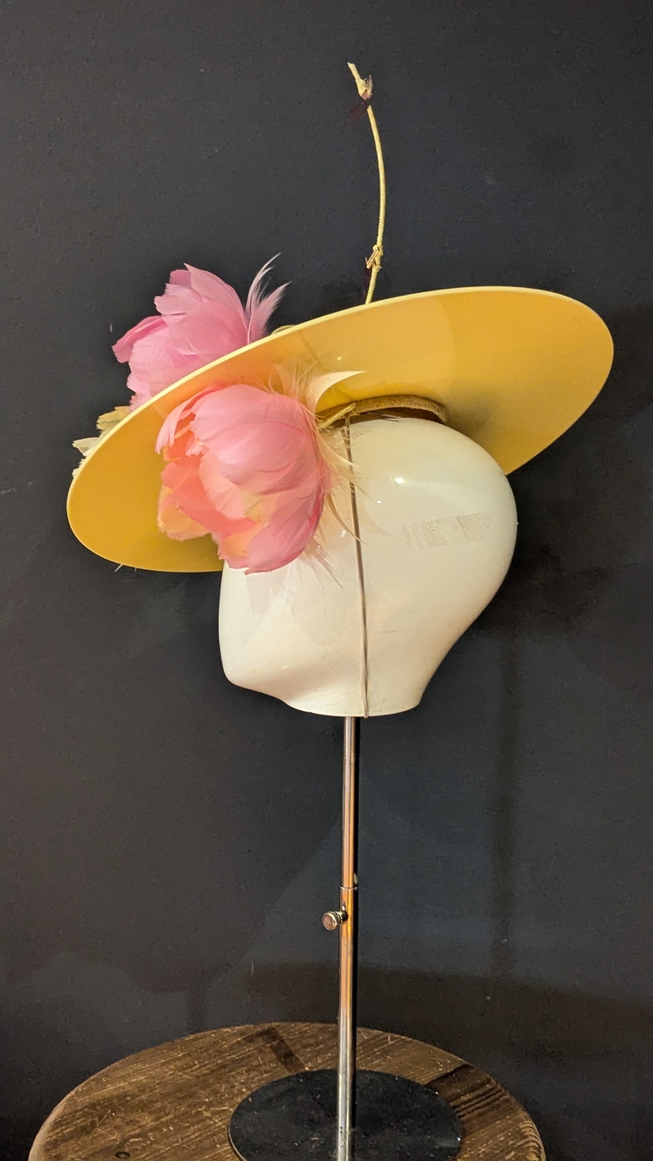 Pastel Pink & Yellow Floralesence with Yellow Velvet Acrylic Brim