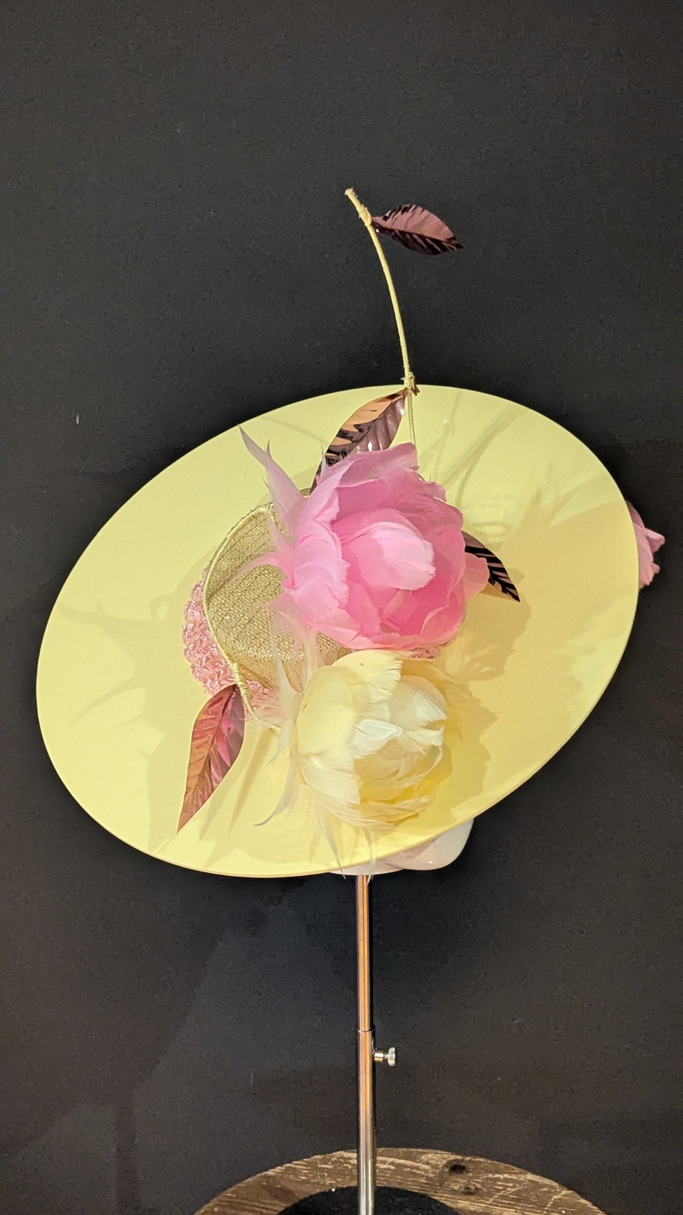 Pastel Pink & Yellow Floralesence with Yellow Velvet Acrylic Brim