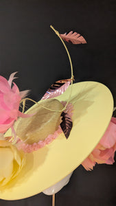 Pastel Pink & Yellow Floralesence with Yellow Velvet Acrylic Brim