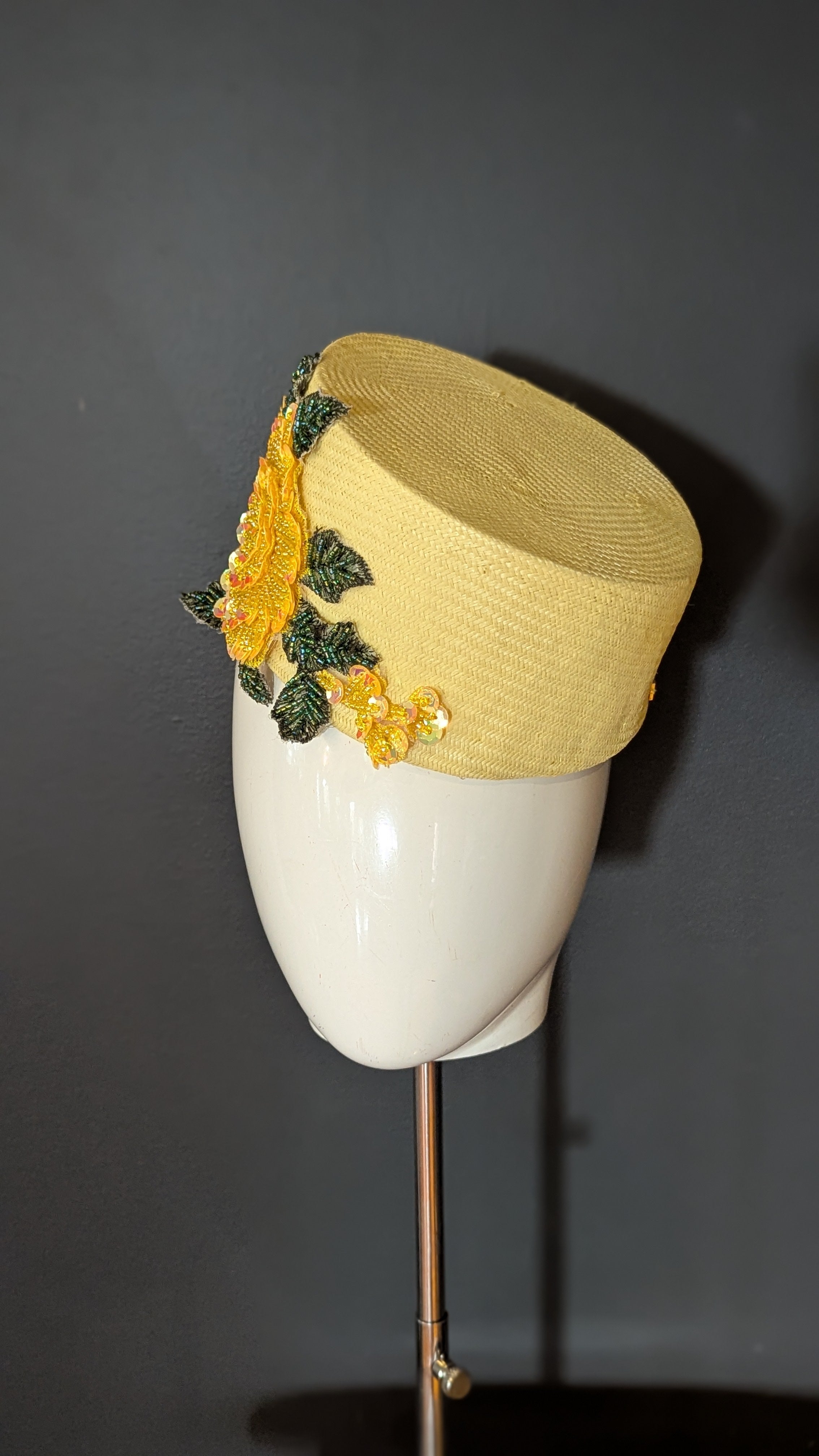 Butter Pastel Yellow Applique Floral Cocktail