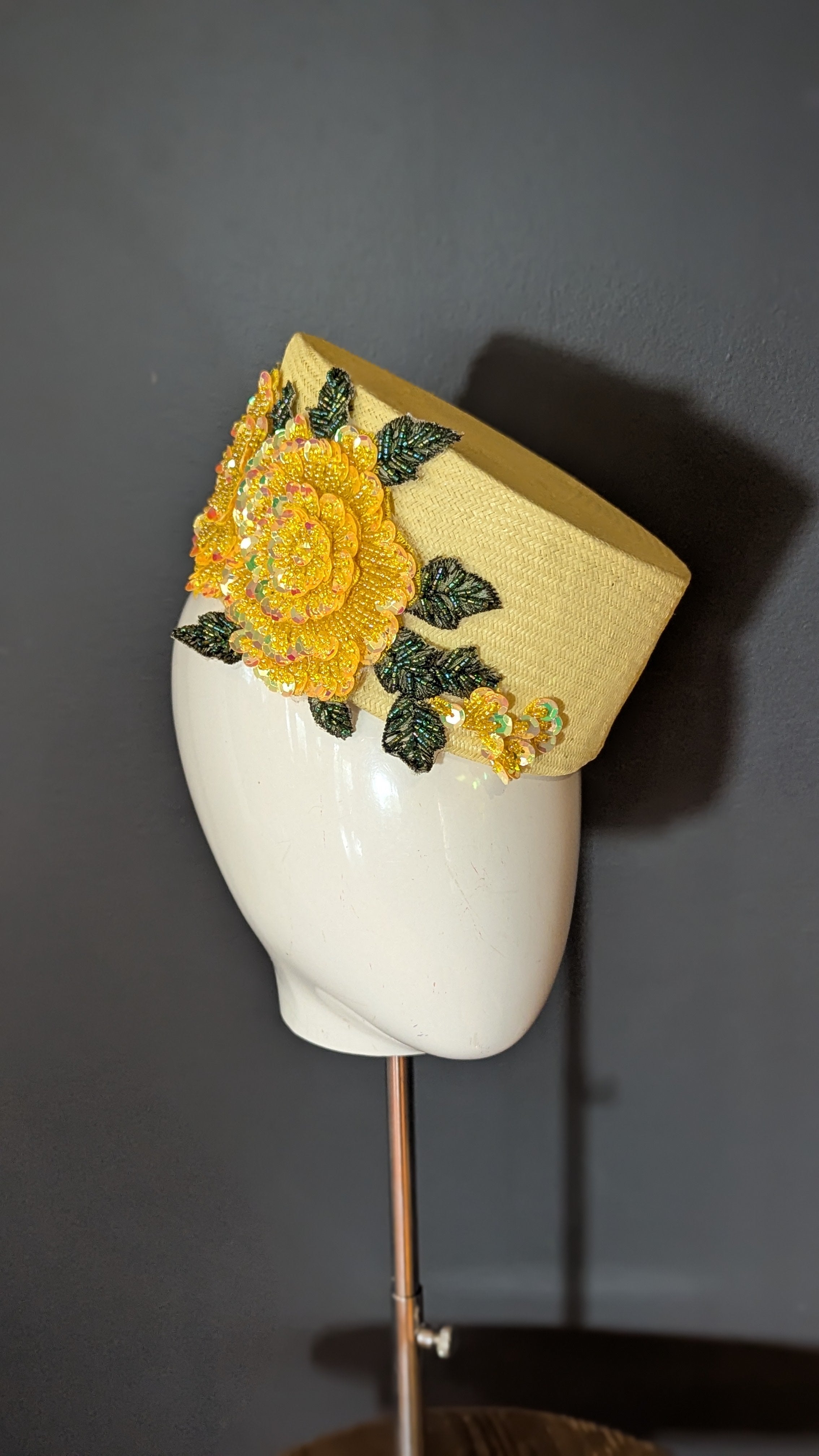 Butter Pastel Yellow Applique Floral Cocktail