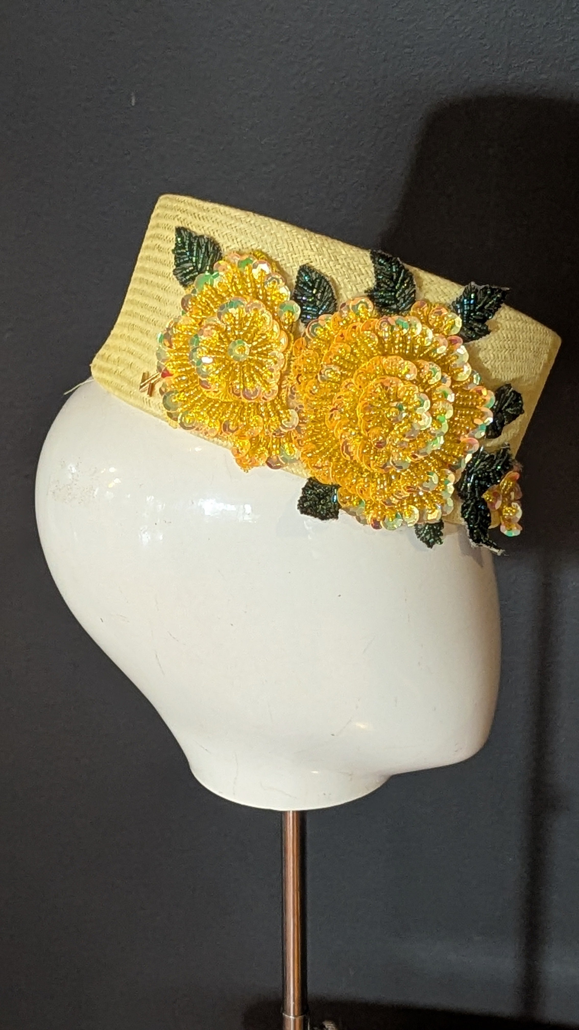 Butter Pastel Yellow Applique Floral Cocktail