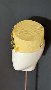 Butter Pastel Yellow Applique Floral Cocktail