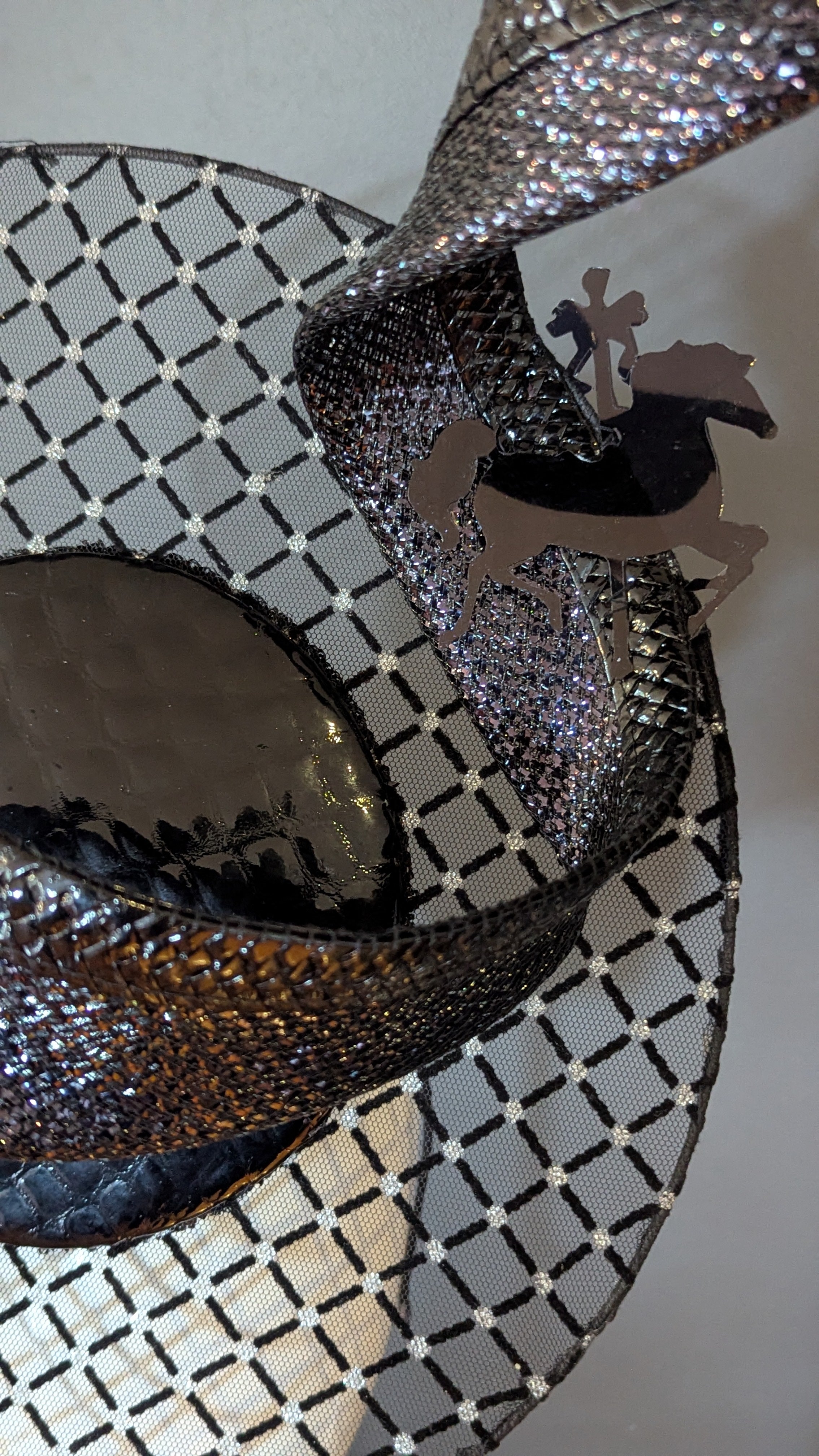 Black Derby Croc & Lurex Carousel Pony Statement Percher