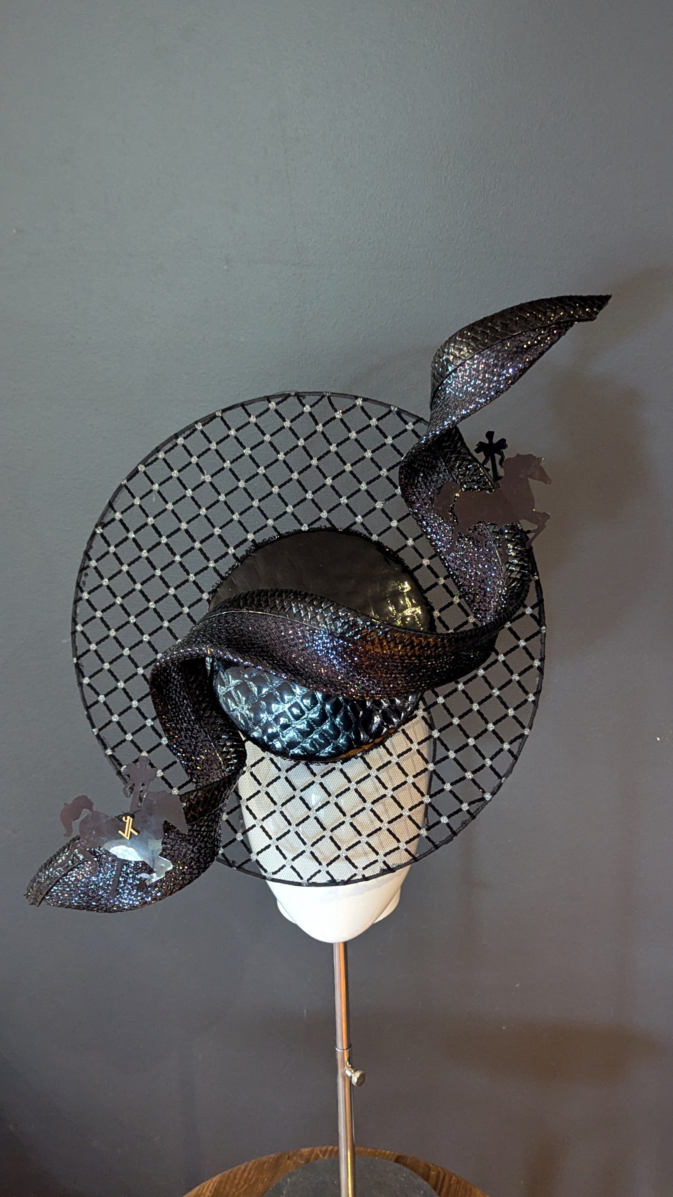 Black Derby Croc & Lurex Carousel Pony Statement Percher