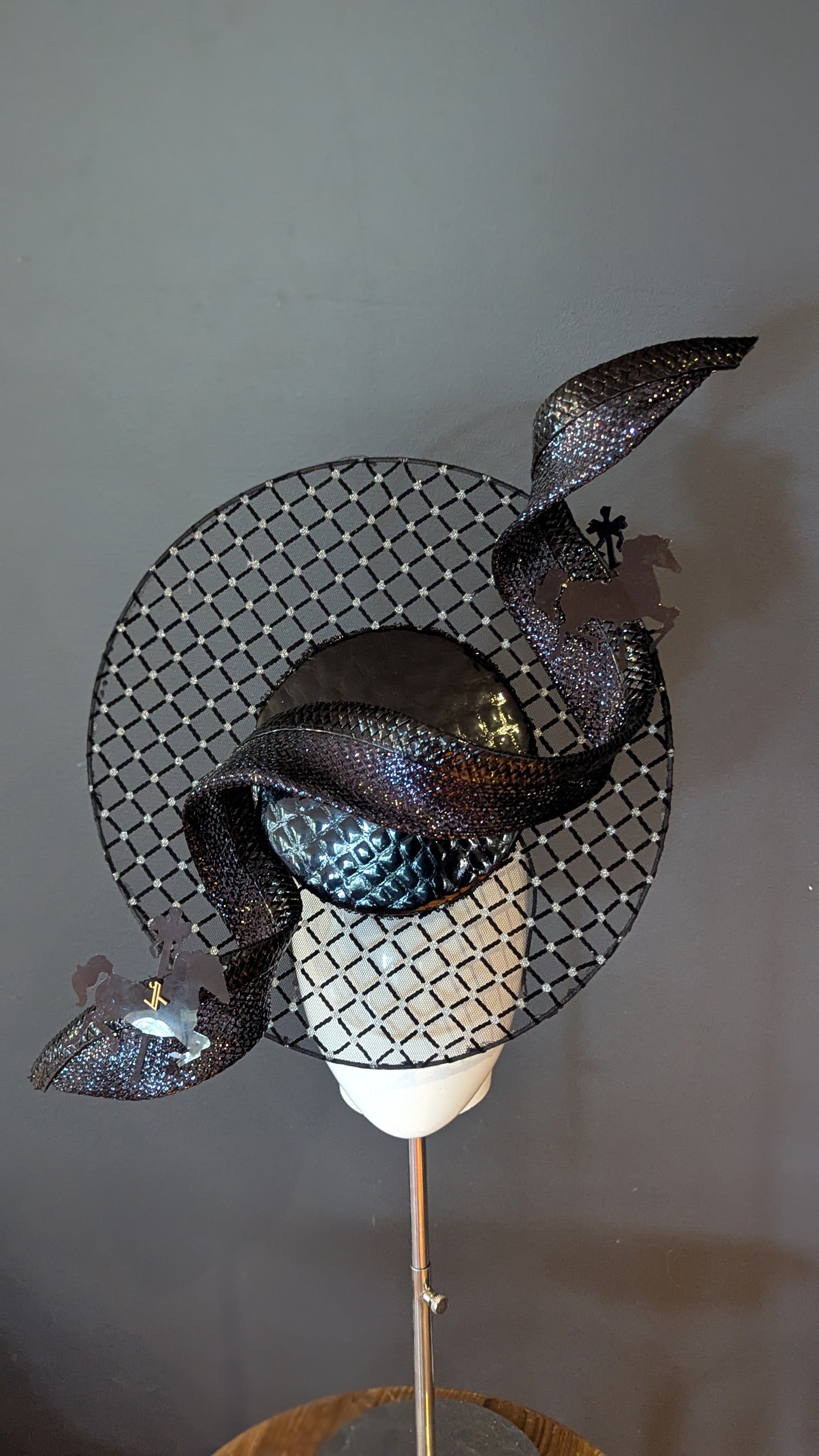 Black Derby Croc & Lurex Carousel Pony Statement Percher