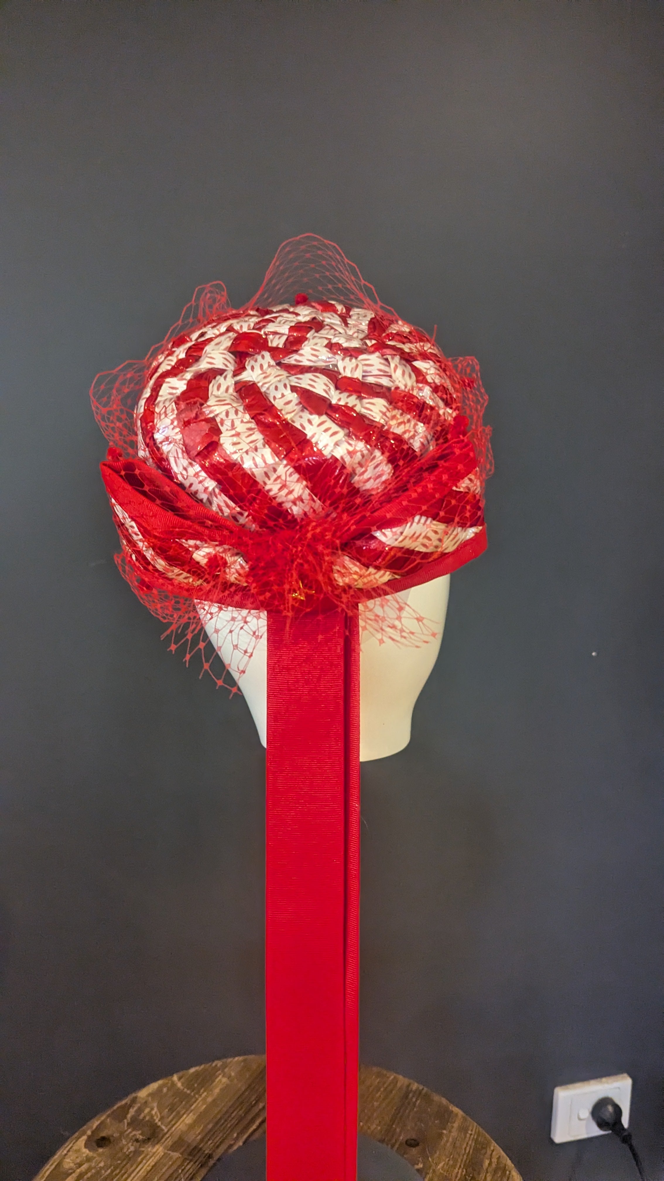 Very Vintage Red & white Cellophane Pillbox