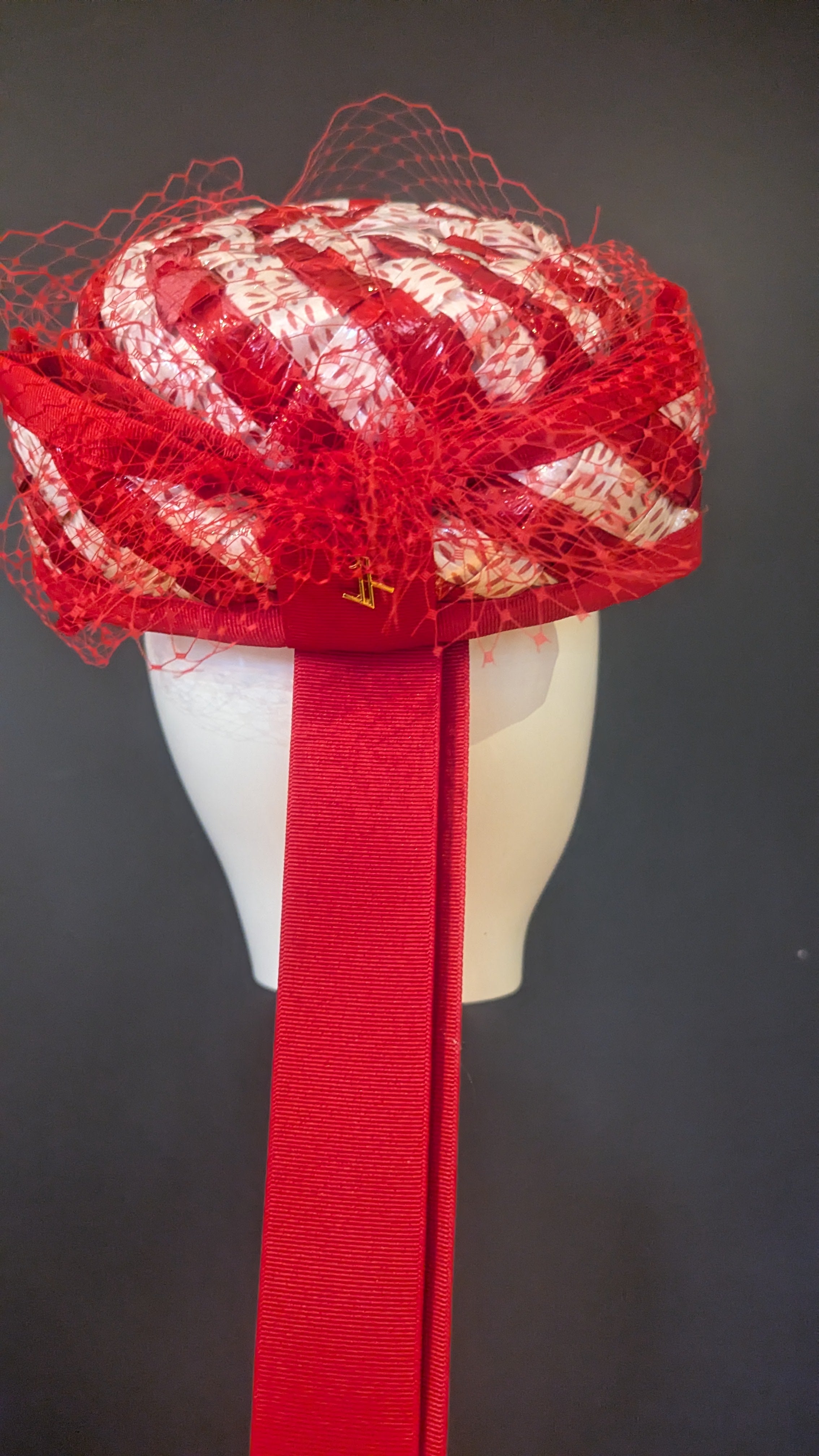 Very Vintage Red & white Cellophane Pillbox